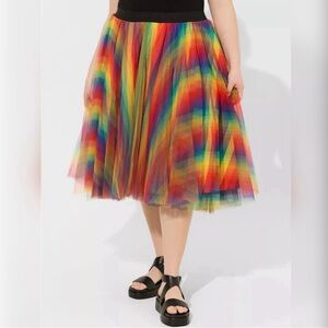 Torrid Colorful Rainbow Tulle Skirt